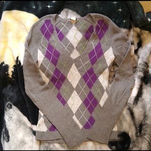 J. Crew Argyle Merino Cashmere Wool Sweater